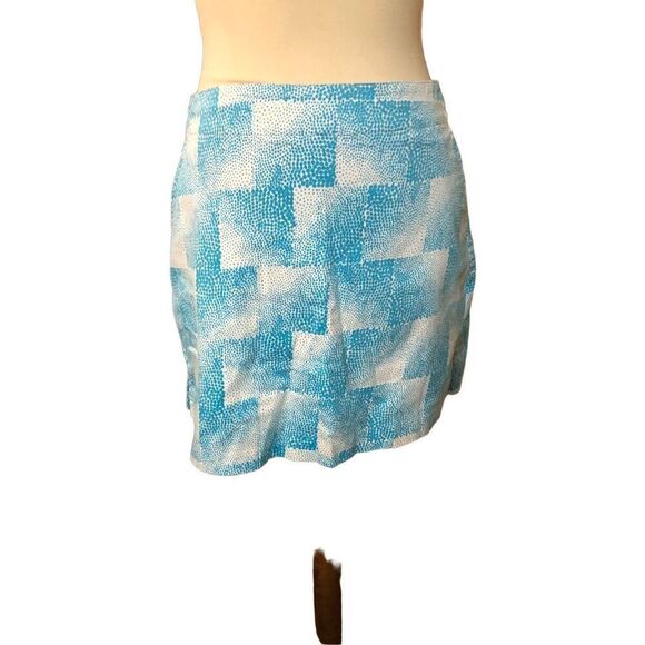 Lady Hagen Golf pickle ball Skirt Skort Turquoise Blue Dot Square Cotton size 4 - Picture 1 of 11